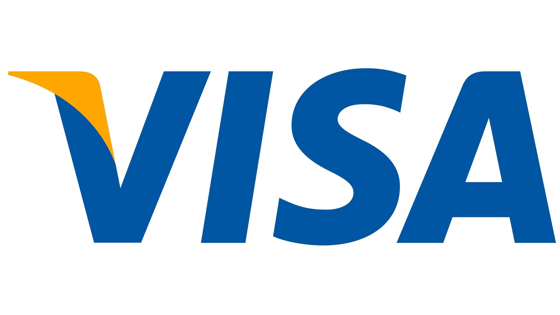 A blue and yellow visa logo on a white background