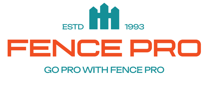 The Fence Pro company logo, featuring a teal fence icon, orange text reading 