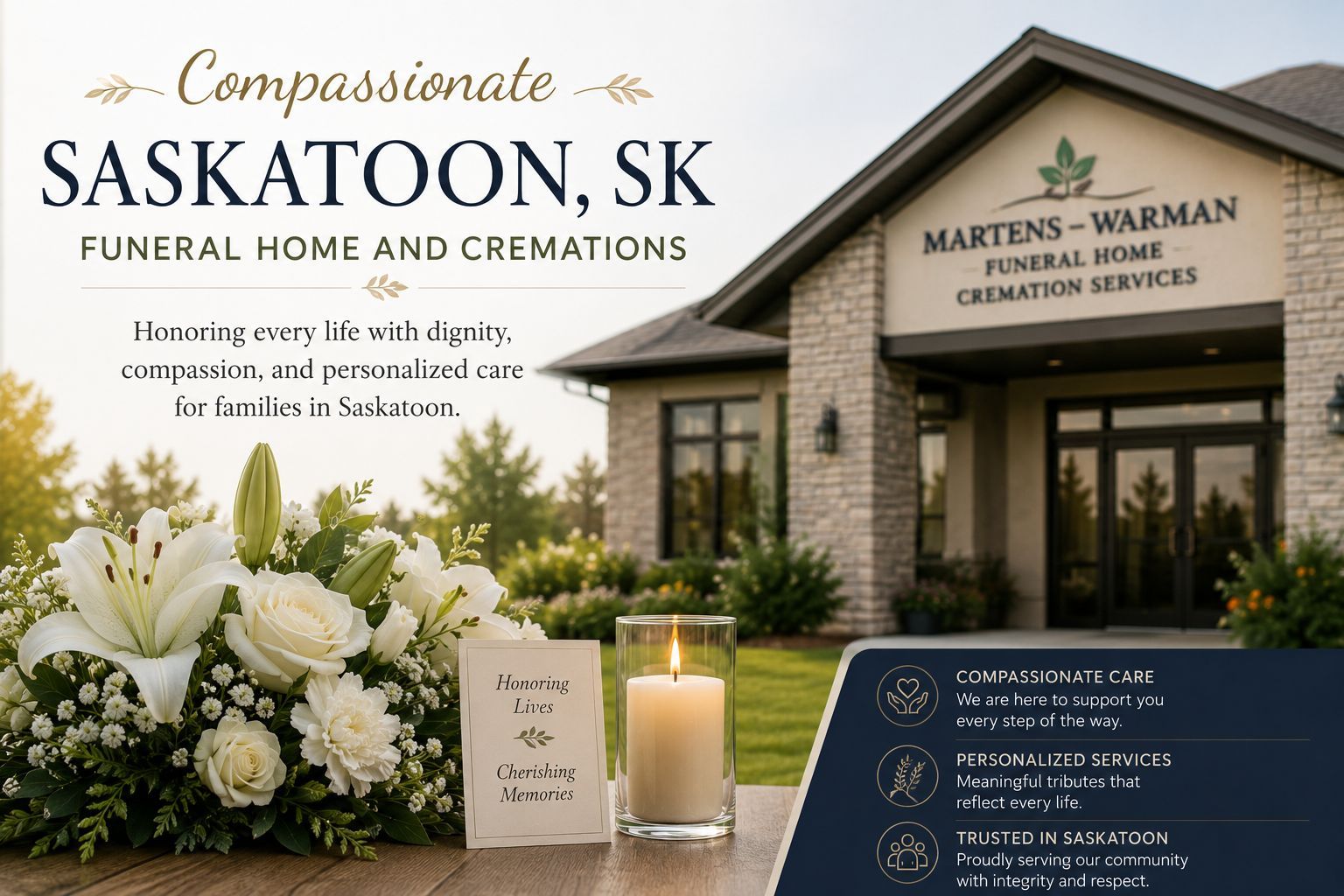 Compassionate Saskatoon, SK funeral home and cremations providing personalized memorial services, caring support, peaceful surroundings, and dignified tributes.