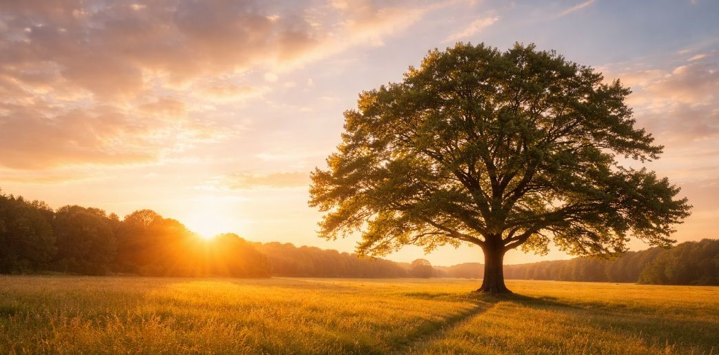 Funeral homes Warman, SK peaceful lone tree in open field at sunset