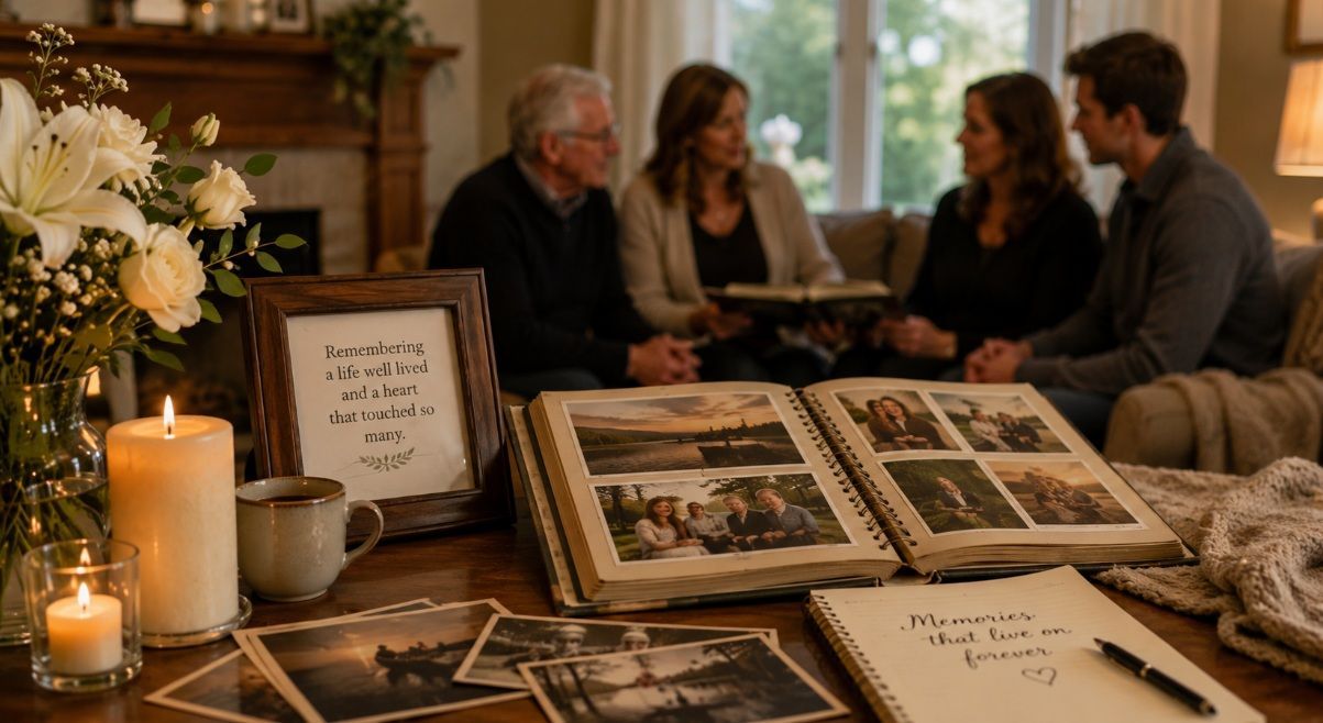 photo album and candles, honoring a loved one through cremation services in Saskatoon, SK.