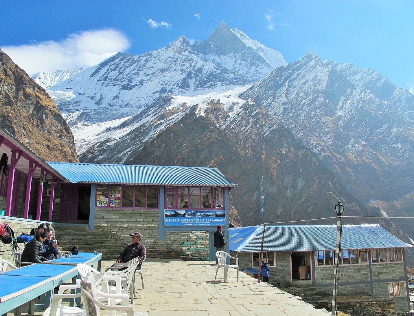 Lodge on the Annapurna Base Camp trek in Nepal, offering breathtaking views and a cozy place for trekkers to unwind.