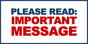 Blue and red sign reading “PLEASE READ: IMPORTANT MESSAGE”