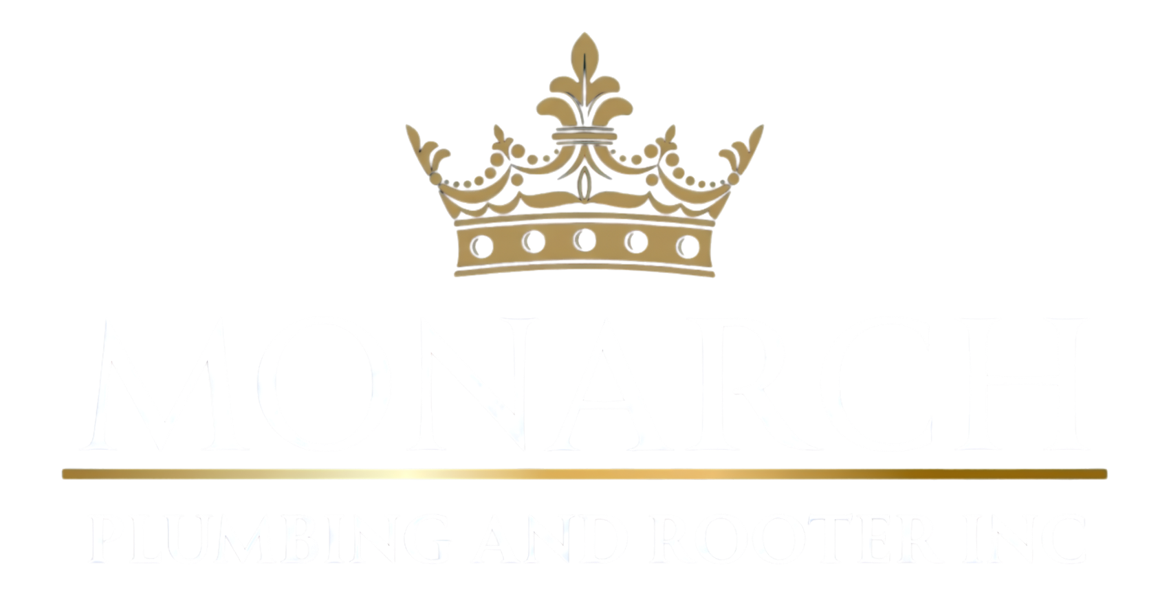 Gold crown centered above a thin gold line on a white background. Logo of Monarch Plumbing & Repair Inc