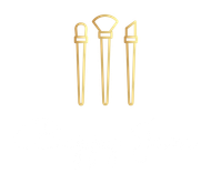 A logo for a company called buppy jam with three brushes on a black background.