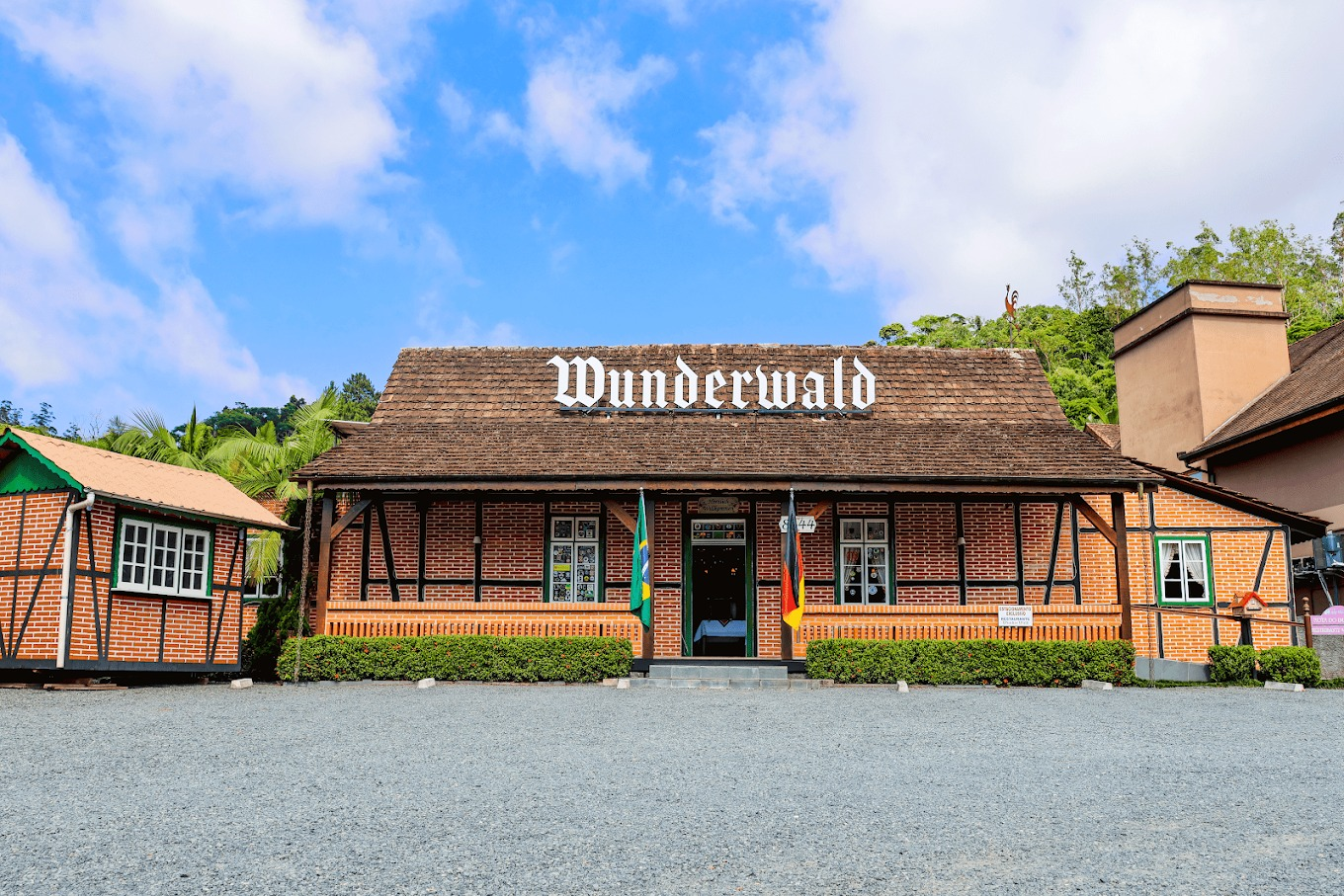 Fachada do Wunderwald em Pomerode, restaurante de culinária alemã