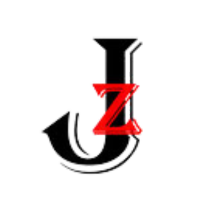 A black letter j with a red z on a white background.
