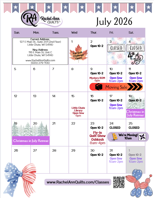 Click for PDF Calendar Download Image of monthly May 2026 Calendar with class and events list on their corresponding day