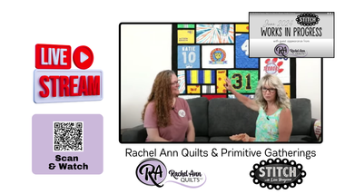 Rachel Ann with Lisa Bongean Rachel Ann of Rachel Ann Quilts talking with Lisa on a YouTube Live from June 2024,
