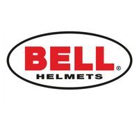 Logo Bell Helmets: testo rosso all'interno di un ovale con bordo nero,