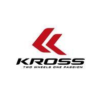 Logo Kross: simbolo di frecce rosse angolate sopra la parola