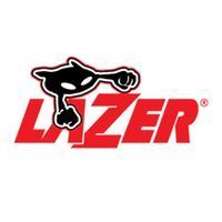 Logo Lazer con un personaggio dei cartoni animati nero che colpisce con un pugno la parola rossa