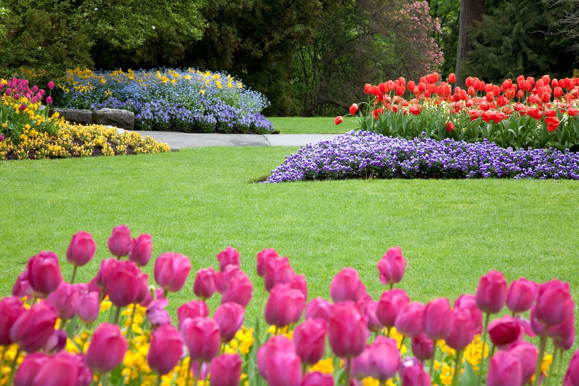 Flower Wheel with Tulips – Greenwood Lake, NY – McCarthy Landscaping Plus