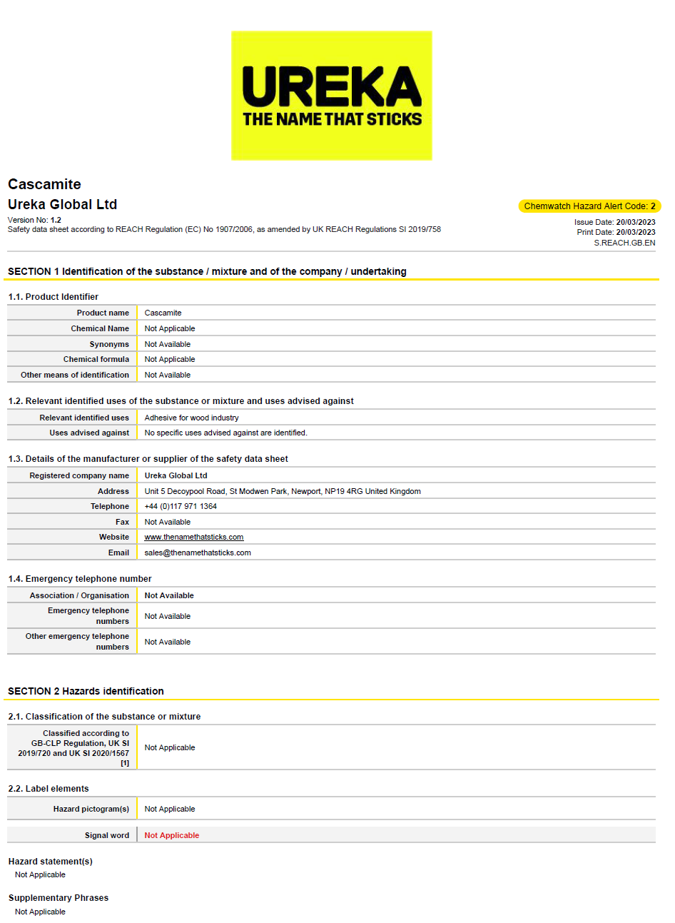 cascamite data sheet