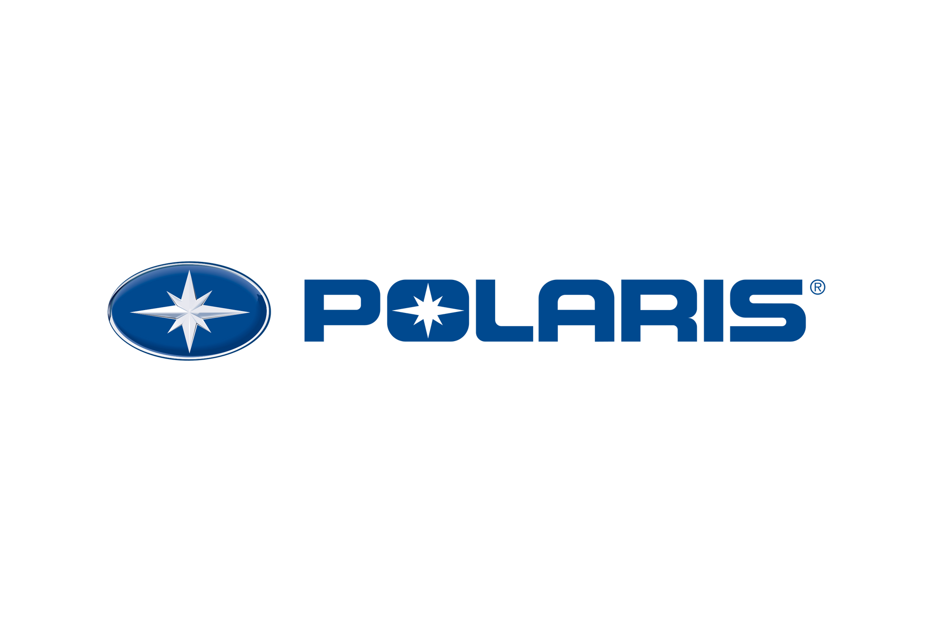 The polaris logo is blue and white and has a star on it.