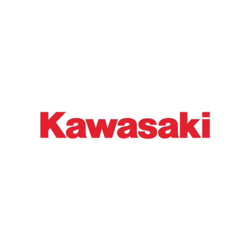 The kawasaki logo is red on a white background.