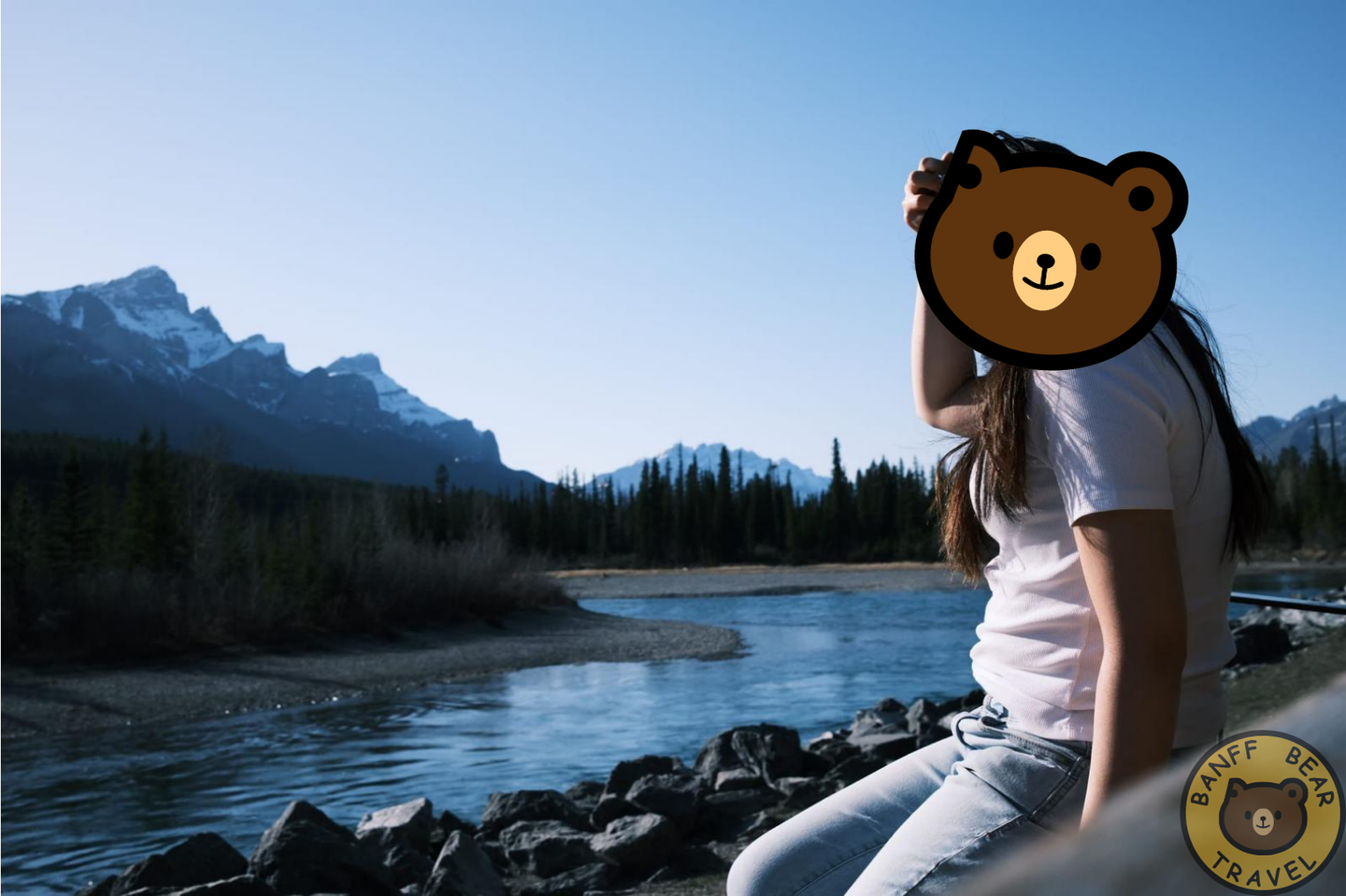 Happy guests on Banff Bear Travel small group tour, max 14 guests per tour from Calgary to Banff National Park