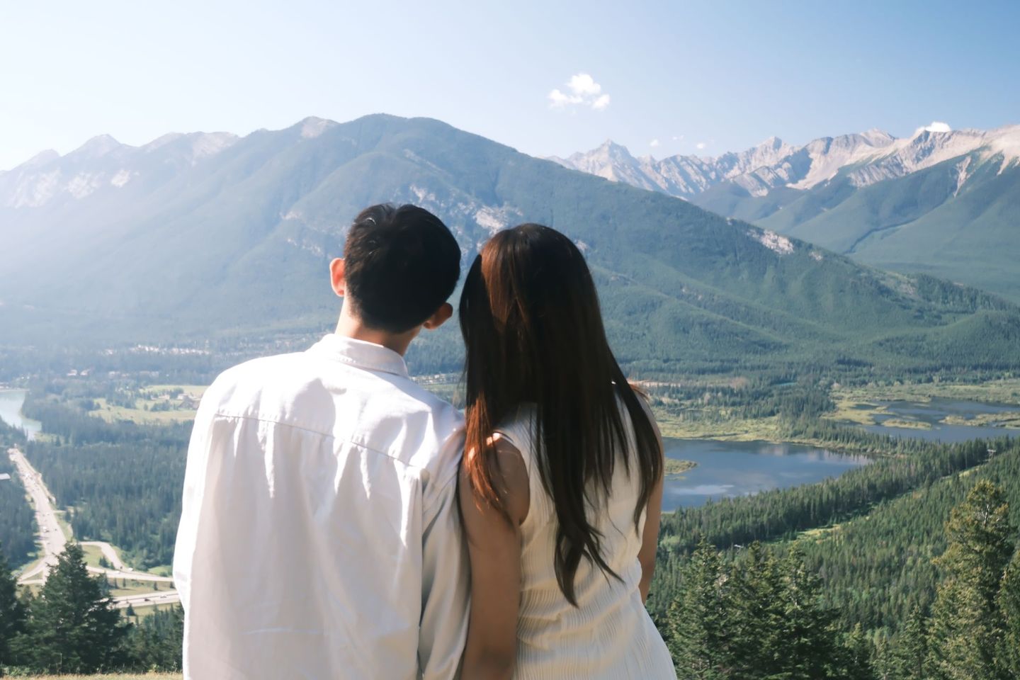 Prewedding photo shooting at Banff National Park, by Banff Bear Travel professional photographer guide
