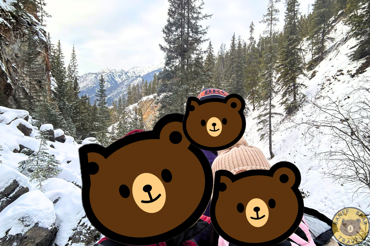 Happy guests on Banff Bear Travel small group tour, max 14 guests per tour from Calgary to Banff National Park