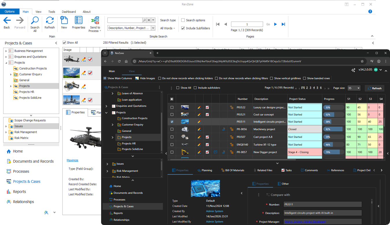 RevZone desktop and web ui