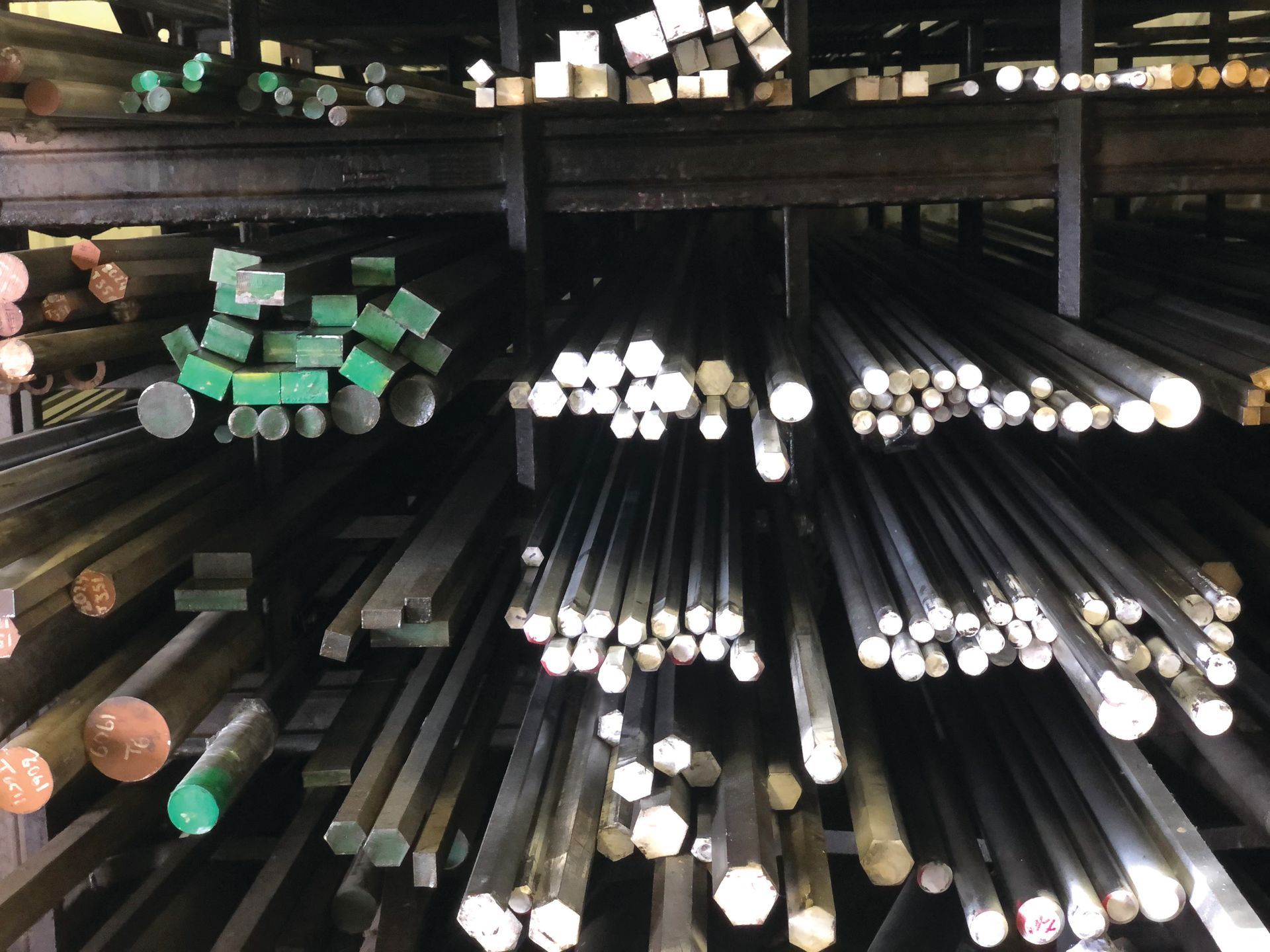 A bunch of metal rods stacked on top of each other
