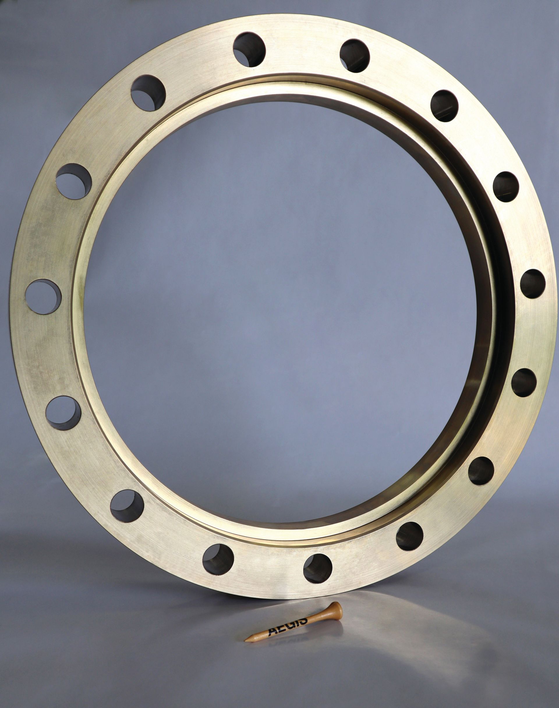 A close up of a metal ring with holes in it