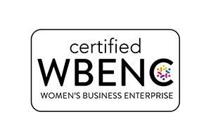 A certified wbenc women 's business enterprise logo on a white background.