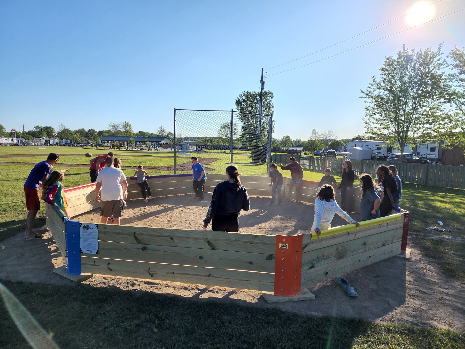 a group of people are playing a game.