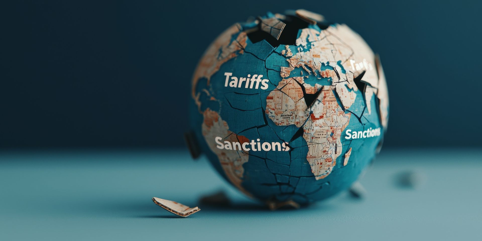 Image of the globe with the word Tariffs on it Trade War