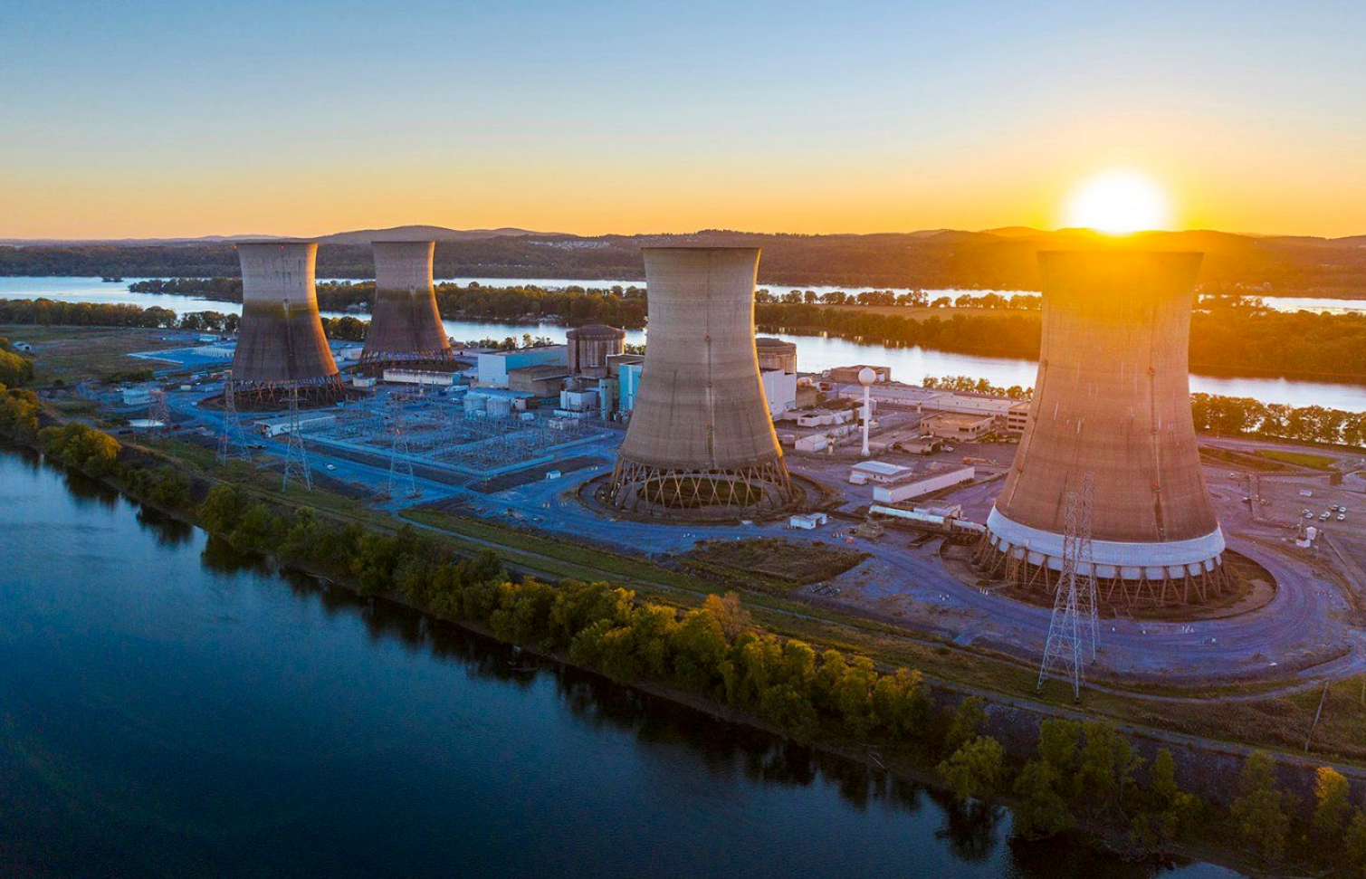 Three Mile Island image at sunset