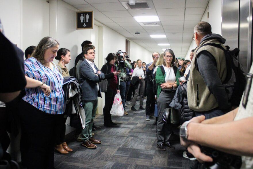 Fired Federal Employees in hallway