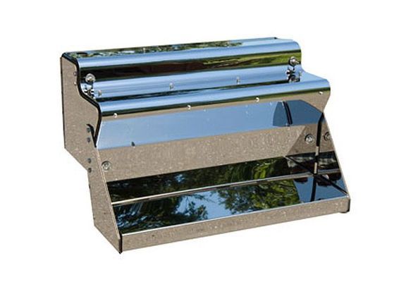 Shiny stainless steel truck side step.