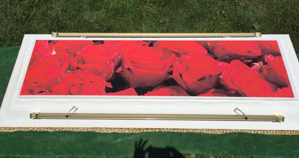 A picture of red roses on a white surface