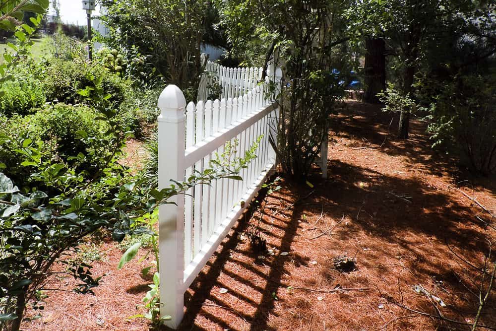 A White Picket Fence Is In The Middle Of A Garden — Smiddy's Services In Tacoma, NSW