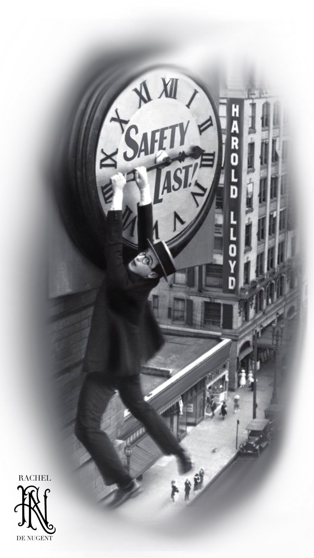 Suited man pushing a giant clock toward a tall building labeled “WORLD,” symbolizing time pressure