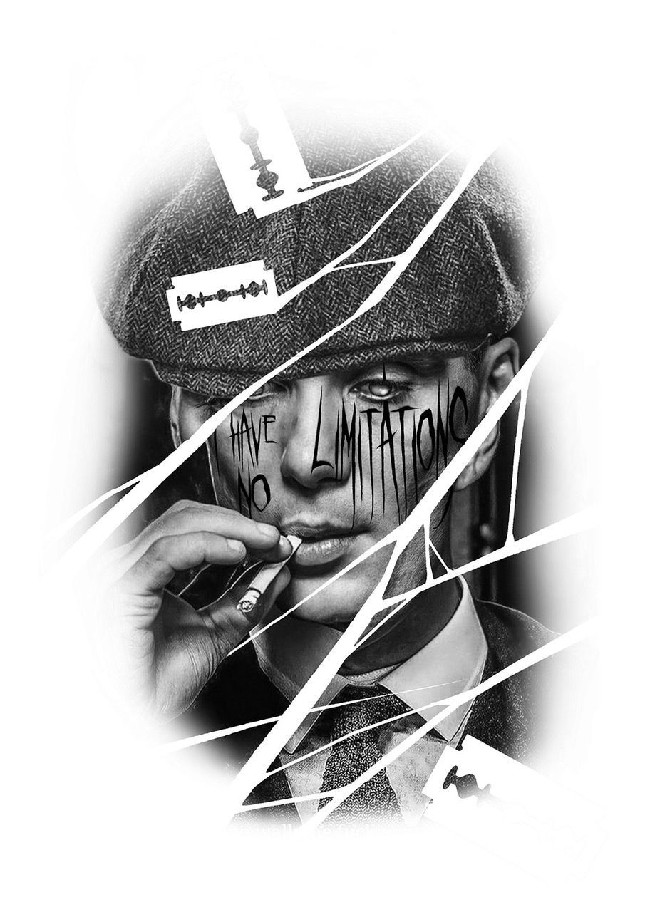 Black-and-white portrait of a person with face paint, holding fingers near their mouth, with scratched overlay lines.