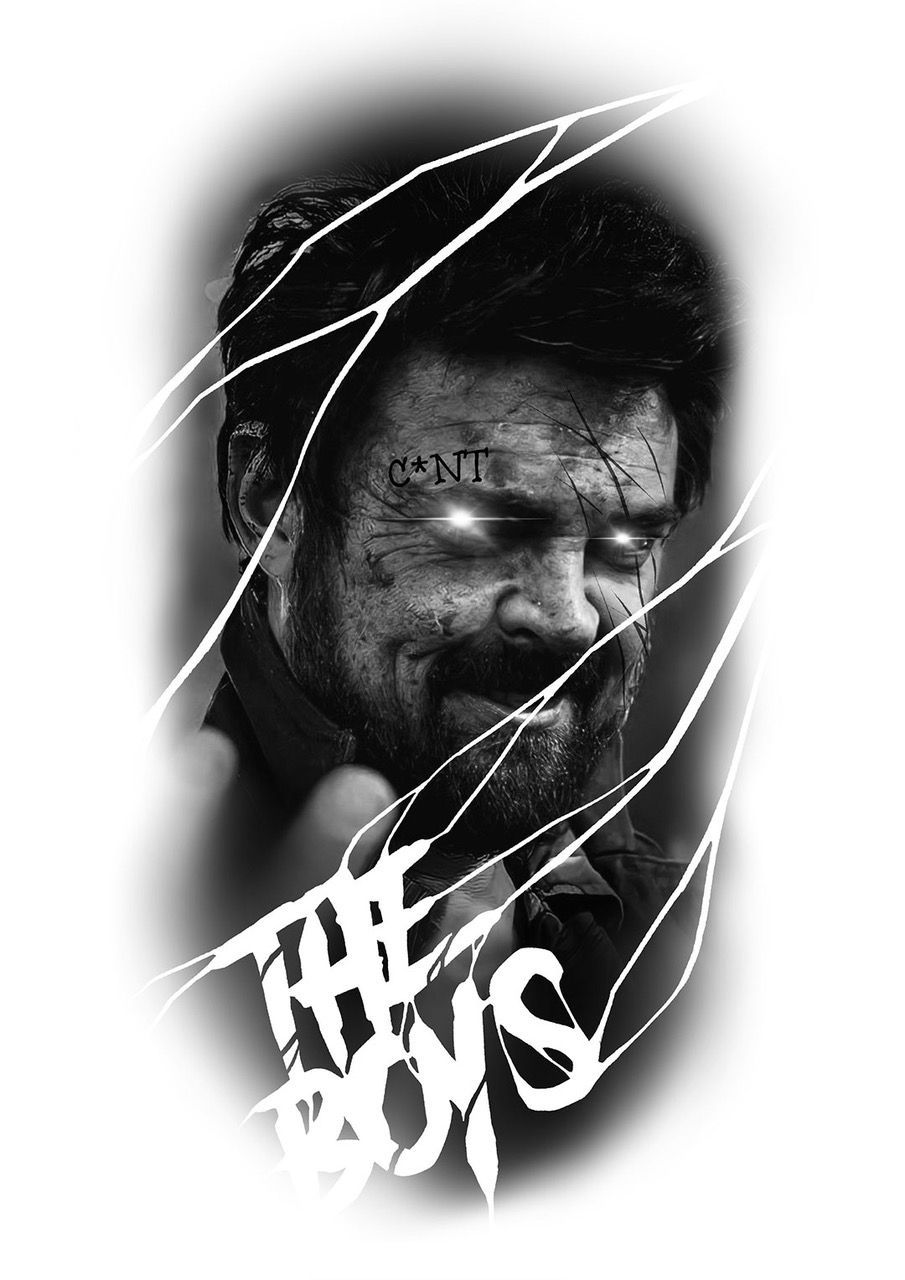 Black-and-white poster of a grimacing man with claw-like white streaks and distressed lettering