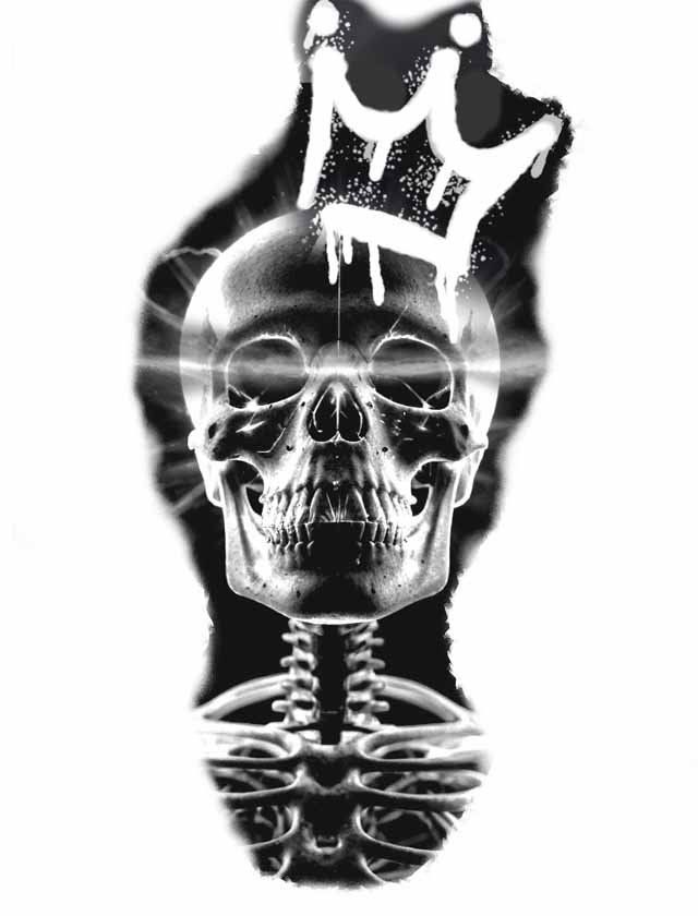 A skull with a crown on top of it