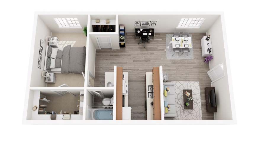 Floor Plan: 1 Bed · 1 Bath · TBD SQ. FT.