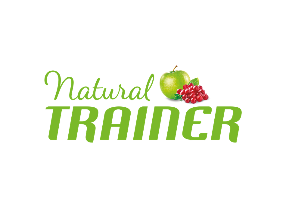 Un logo per un trainer naturale con una mela verde e bacche rosse
