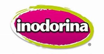 Un logo rosa e verde per inodorina su sfondo bianco.