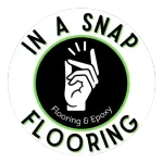 Circular logo: Black circle with white hand snapping fingers, green border, text