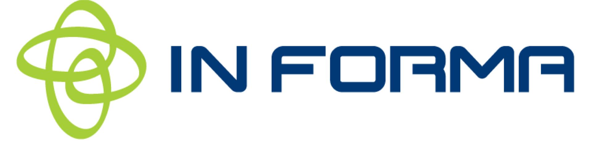 Un logotipo azul y verde para una empresa llamada Informa.