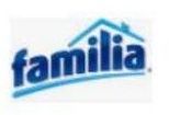 Un primer plano del logotipo de Familia sobre un fondo blanco.
