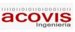 Un logotipo rojo y blanco para Acovis Ingenieria.