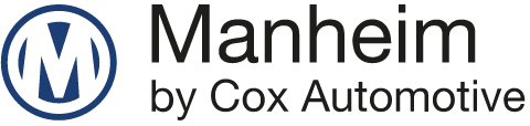 Manheim by Cox Automotive logo featuring a blue circle with a stylized