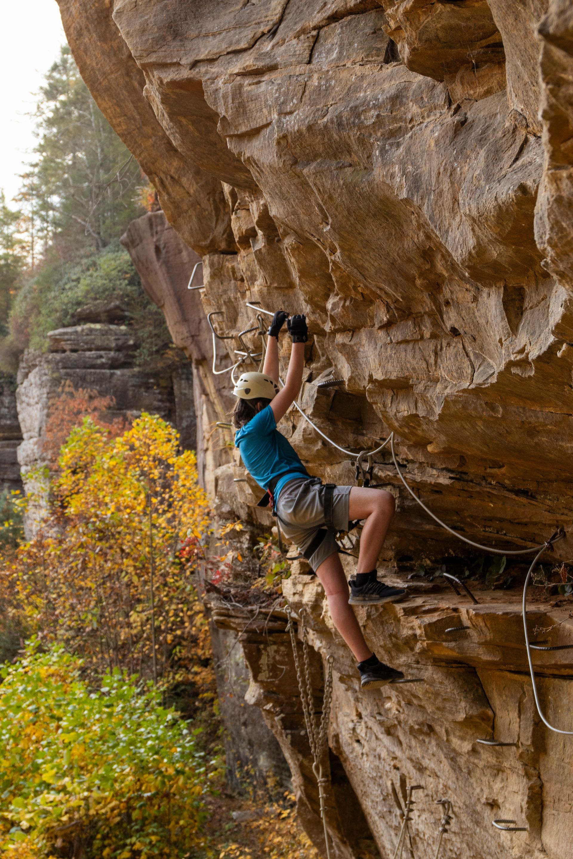 another view of the advanced climb of section 4 at the red river gorge via ferrata