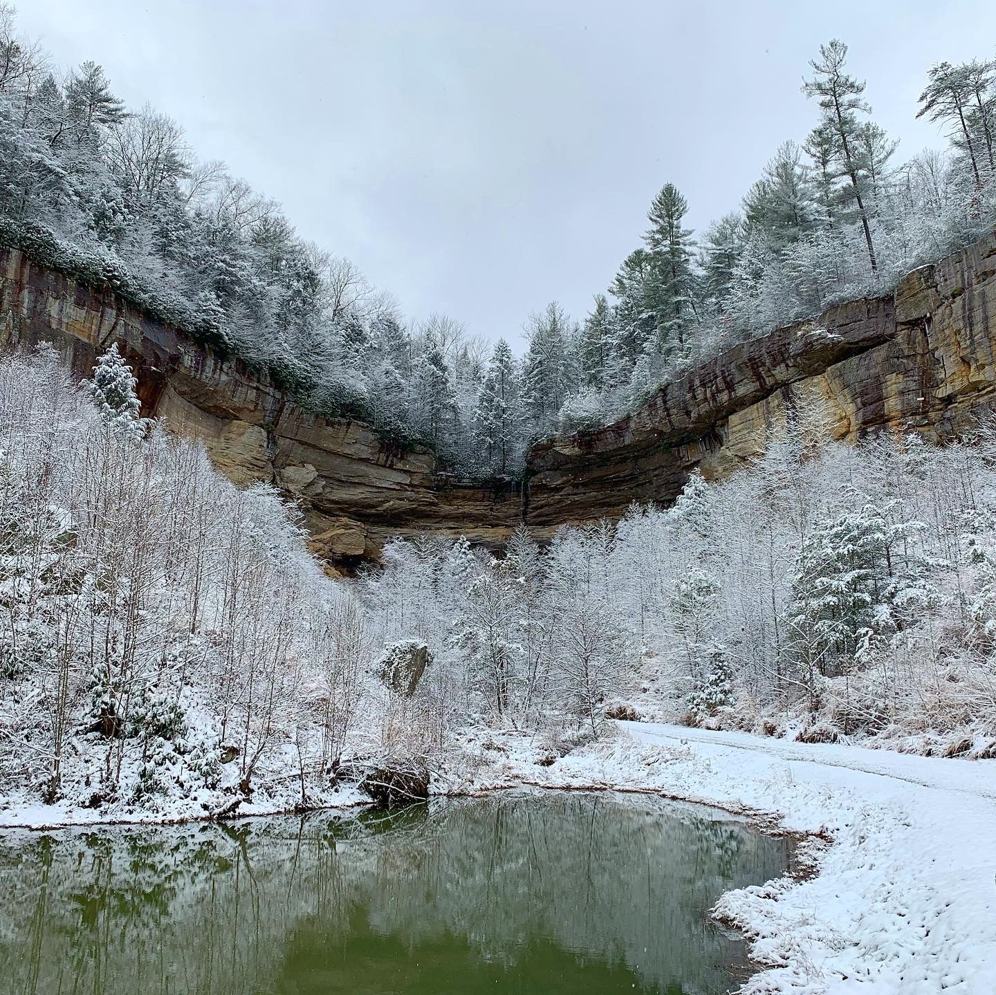 southeast mountain guides in the red river gorge covered in snow and ice