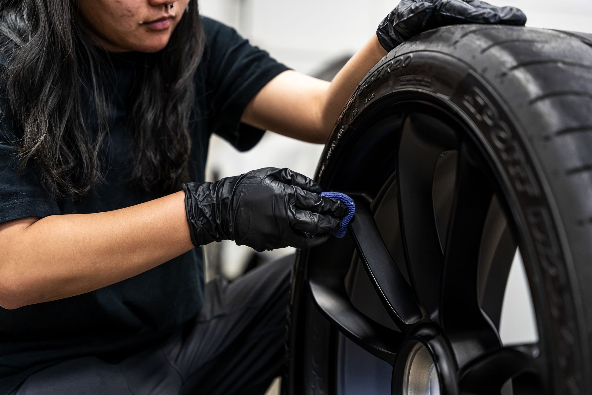 Installing ceramic coating on wheel face.