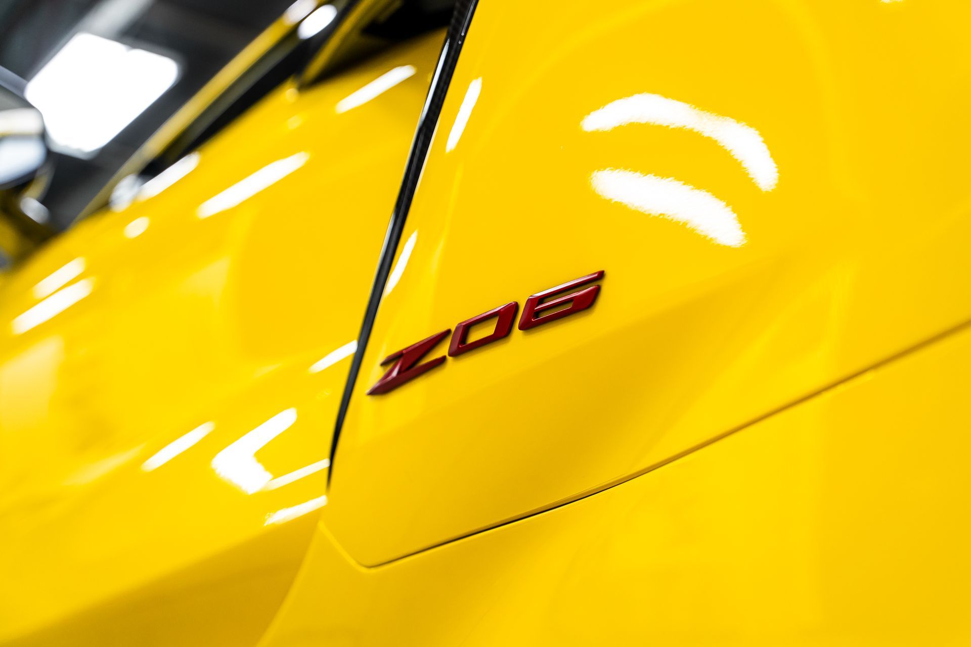 Yellow sports car with red